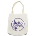 thumbnail image 1 of Hello Summer Tote Bag, Hello Summer Lettering in Funky Circle Frame and Splashed Drop, Cloth Linen Reusable Bag for Shopping Books Beach and More, 16.5" X 14", Cream, by Ambesonne, 1 of 2