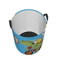 thumbnail image 3 of Balery Dinosaur Riding a Motorcycle Round Laundry Basket with Handles Waterproof Freestanding Laundry Hamper for Clothes Toys in the Dorm and Family-Small, 3 of 8
