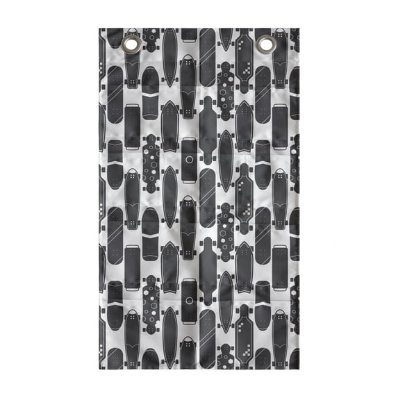 Skater Hanging Pocket Organizer, Modern Skateboarding Urban Youth Hobby Activity Style Illustration, Printed Polyester Storage Bag with Pockets, 21" x 31", Charcoal Grey and White