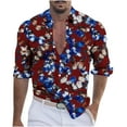 thumbnail image 1 of Blusa y camisa de manga larga con cuello vuelto para hombre, informal, a la moda, con botones, estampado, de poliéster, 1 of 6
