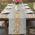 thumbnail image 4 of Coastal Beach Table Runner 70 Inches, Summer Ocean Sea Starfish Blue Wooden Grain Bed Runner Dresser Scarves Tabletop for Indoor Outdoor Parties/Ceremony/Banquet, 13" x 70", 4 of 9
