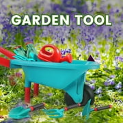 JoyStone Kids Gardening Tool Set with Wheelbarrow, Watering Can, Gloves, Shovel, Rake, Apron, Durable Plastic, Ages 3-6
