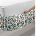 thumbnail image 2 of Floral Bed Skirt, Exotic Flower Gardenia Daffodil Rose Buds, Elastic Bedskirt Dust Ruffle Wrap Around for Bedding Decor, 4 Sizes, White Multicolor, by Ambesonne, 2 of 2