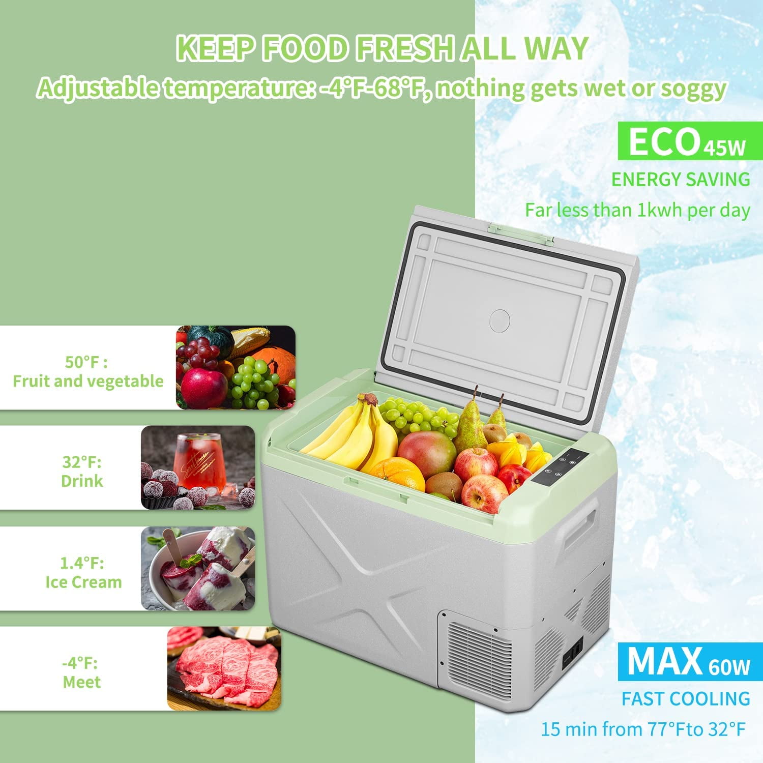 Alpicool X30 Portable Fridge 12 Volt Car Refrigerator 32 Quart Fast Cooling Freezer for Fishing, Camping, RV, Truck, Boat-12/24V DC