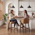 thumbnail image 4 of Guyou Modern Bar Stools Set of 4, 26" Counter Height Bar Stools with Footrests, PU Upholstered Kitchen Island Chairs for Dining Rooms, Kitchens, and Bars, Brown, 4 of 8