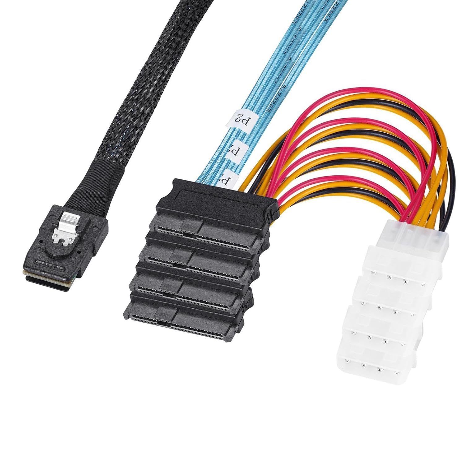 HRTGFD-Internal Mini SAS SFF-8087 to (4) 29pin SFF-8482 connectors with SATA Power, 1M / 3.3FT