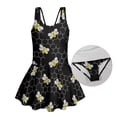 thumbnail image 6 of COEQINE Girls One Piece Tankini Swimsuit with Full Coverage Skirt and Inner Brief, Soft Scoop Neck Swimwear, Secure Fit Comfortable Bathing Suit for 8-9 Years, Black Honeycomb Bee Print, 6 of 8