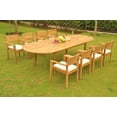 thumbnail image 5 of Teak Dining Set: 8 Seater 7 Pc: 117" Oval Table & 8 Montana Stacking Arm Chairs Outdoor Patio Grade-A Teak Wood WholesaleTeak #WMDSMTd, 5 of 6