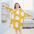 thumbnail image 5 of Wearable Blanket with Sleeves and Pocket Oversized Hooded Sweatshirt 3-14 YR White Cat with Yellow Background L, 5 of 7