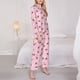 thumbnail image 3 of Balery Strawberry Floral Conjunto de Pijama con Estampado para Mujer, Conjunto de Dos Piezas con Manga Larga, Ropa de Dormir Suave con Bolsillos, Pijamas Cómodos-Medium, 3 of 7
