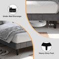 thumbnail image 3 of Segmart Queen Velvet Upholstered Bed Frame with Adjustable Headboard and Wooden Slats, Grey, 3 of 9