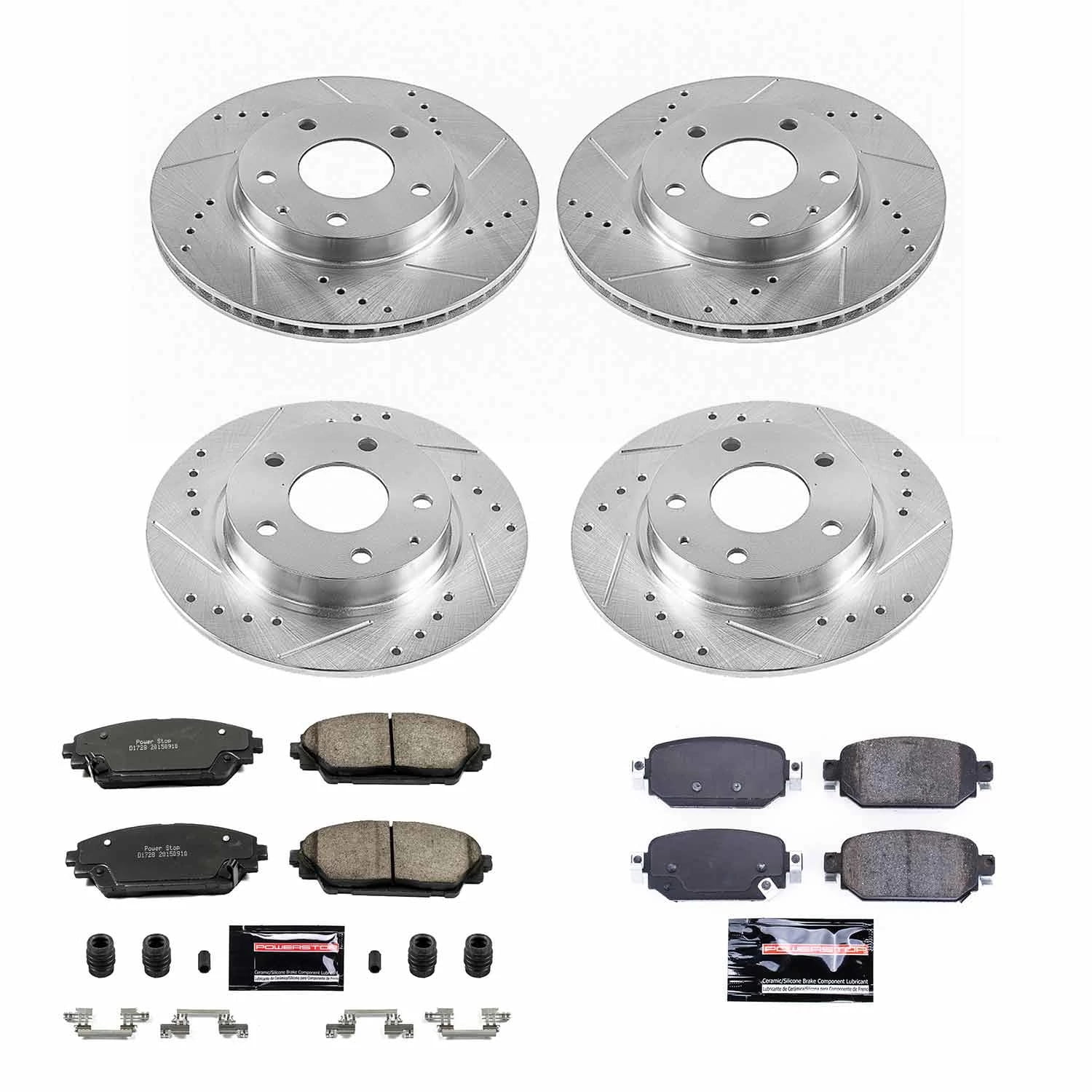 PowerStop Front and Rear Z23 Evolution Sport Carbon-Fiber Ceramic Brake Pad and Drilled & Slotted Rotor Kit Fits: MAZDA Select Models K8350