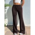thumbnail image 5 of Women'S Wide Waistband Sweatpants Trendy Baggy High Waisted Casual Trousers Flare Leg Pant Brown S, 5 of 7
