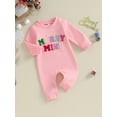 thumbnail image 4 of Newborn Baby Christmas Long Sleeve Rompers 3M 6M 12M 18M Newborn Casual Fuzzy Letter Round Neck Bodysuit Infant Loose Fit Jumpsuits, 4 of 9