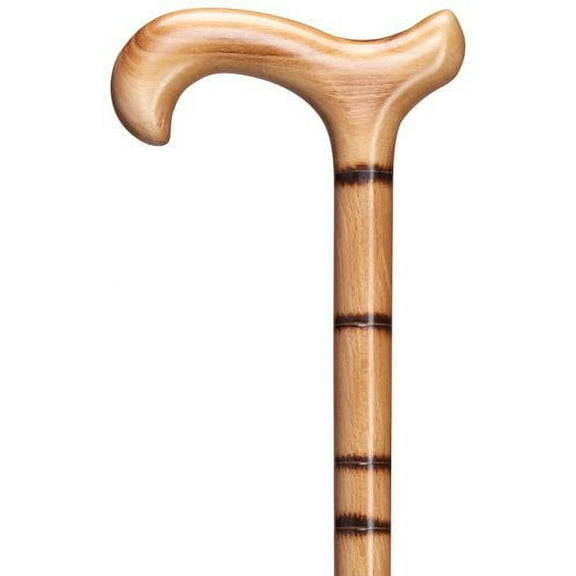 Walking Cane Men Derby Cane Scorched Jambis Beechwood with Bamboo Steps