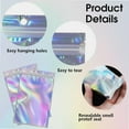 thumbnail image 2 of 150PCS Holographic Mylar Bags 6×10cm/2.36×3.9inch Small Resealable PET Ziplock Packaging Bags Sealable Gift Pouch for Party Favor Food Candy Cookies Snack Jewelry Lip Gloss Mascara Cream Storage, 2 of 3