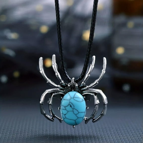 QQTDFG Turquoise Gems Spider Crystal Necklace Magic Reiki Healing Amulet-default