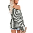 thumbnail image 4 of Yuemengxuan Women Fashionable Knitwear, U-shaped Collar Balloon Sleeve Stripe Pattern Tops, 4 of 7
