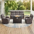 thumbnail image 2 of Bellefurn 5 Pieces Patio Furniture Sets with Fire Pit Table Swivel Glider Chairs with 6" Thick Cushion,Sofa,Patio Rattan Conversation Sets for Porch Deck Garden Backyard, 2 of 13