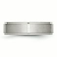 thumbnail image 3 of Stainless Steel Ridged-Edge 6mm Brushed and Polished Band Ring 7.5 Size, 3 of 6