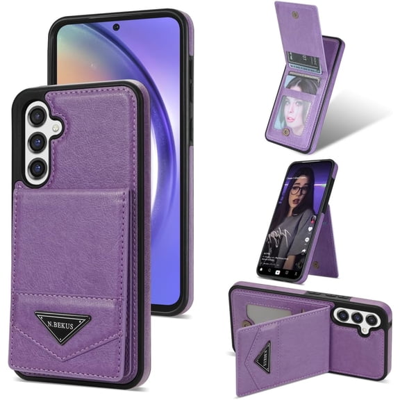 Compatible with Samsung Galaxy S24 Plus Wallet Case with RFID Blocking Card Slots Buckle Flip PU Leather Shockproof Protective Phone Cover for Galaxy S24 5G Case Wallet(Purple-6.7 inch)