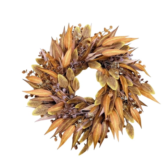 Fall Eucalyptus Leaf Wreath | 24 Inch Artificial Autumn Wreath with Hanger for Front Door, Wall, Mantel, Thanksgiving Decor