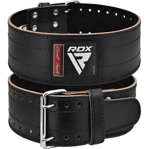 RDX Ceinture d'Haltérophilie pour Hommes et Femmes, Approuvée IPL et USPA, 100 % Cuir de 6 mm d'Épaisseur, Soutien Dorsal pour Dynamophilie de 4”, Exercice de Musculation pour Squats et Soulevés de Terre, Entraînement de Mise en Forme au Gym, Musculation, jusqu'à 700 Lb