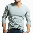 thumbnail image 2 of MYG Mens Long Sleeves Muscle V Neck Slim Blouse Activewear Tops Tee Undershirt, 2 of 9