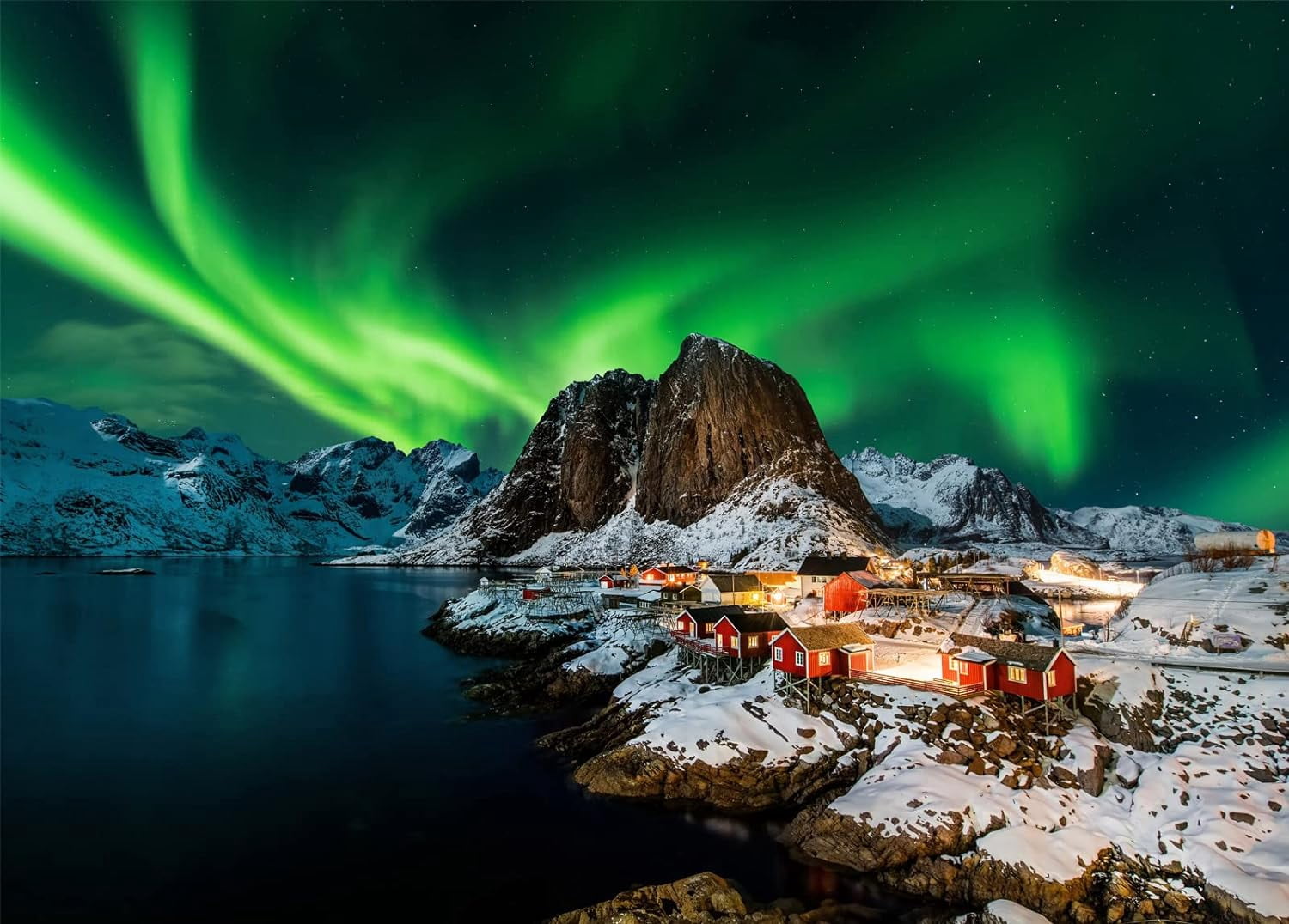 Puzzle 1000 Piezas Aurora Boreal Noruega - 75x50 Cm, Para Adultos, Ideal Para Decorar Y Aliviar El Estrés