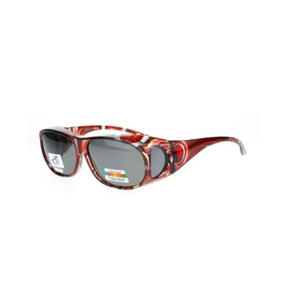 Polarized Fit Over Lentilles Cover Lunettes de Soleil - Rouge Profond