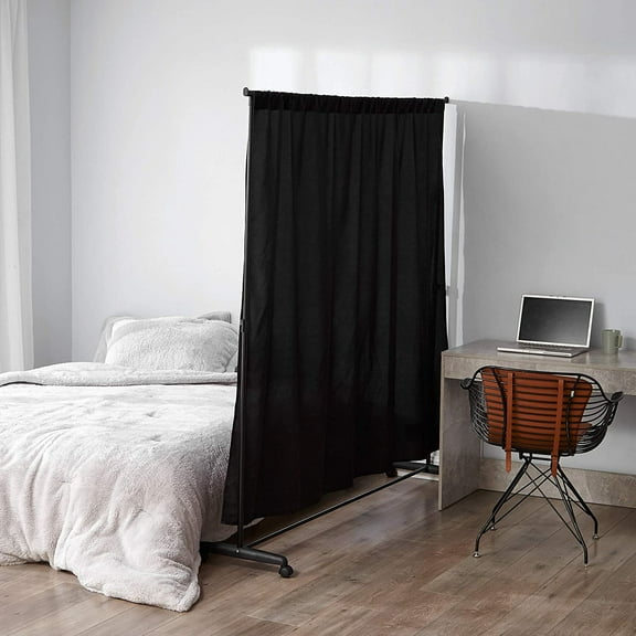 Privacy Room Divider - Basics Extendable - Black Frame with Black Fabric