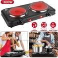 thumbnail image 2 of 1800W Dual Electric Stove Infrared Dual Burner Portable Hot Plates Glass Double Cooktop Countertop Counter Stove, 2 of 8