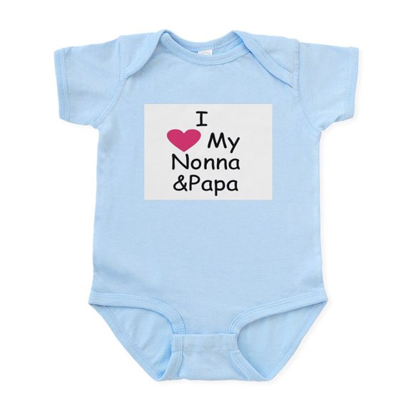 CafePress - I Love Nonna & Papa Pink Infant Bodysuit - Baby Light Bodysuit, Size Newborn - 24 Months