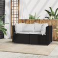 thumbnail image 1 of vidaXL Garden Corner Sofa with Cushions Black Poly Rattan, 1 of 5