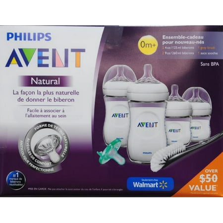 Philips Avent Natural BPA Free Baby Bottle Newborn Starter Gift Set, Walmart