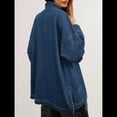 thumbnail image 4 of Chaqueta Vaquera para Mujer, Desgastada, de Larga, de Gran Tamaño, Estilo Camionero. Azul M, 4 of 9