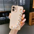 thumbnail image 1 of Funda de silicona chapada de lujo para iPhone, carcasa suave con cadena de pulsera de perlas para iPhone 13, 14, 12 Pro Max, 11, XS, X, XR, 7, 8 Plus, mini SE 2 Fivean unisex, 1 of 2