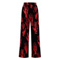 thumbnail image 4 of WFJCJPAF 2025 New Halloween Pants for Women Plus Size Elastic Waist,Women's Fashionable Striped Printed Drawstring Wide Leg Pants - Red M, 4 of 5