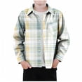 thumbnail image 1 of YUNAFFT Kids Checkered Pocket Button-Down Collar Long Sleeve Twill Shirt Multicolor 2-12Y, 1 of 3