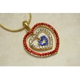 thumbnail image 7 of Rhinestone USA American Flag Triple Heart Patriotic 4th of July Independence Day Pendant Necklace, 7 of 7