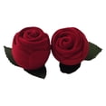 thumbnail image 2 of Caja de anillo de flores, caja de anillo de rosa roja romántica realista con hojas de tallo para propuesta de cumpleaños y boda, 2 of 12