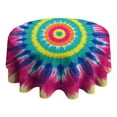 thumbnail image 4 of Colorful Rainbow Tie Dye Spiral Pattern Round Tablecloth 60"x60",Wrinkle Wipeable Table Cloth for Kitchen Dining Room Picnic Patio Party, 4 of 6