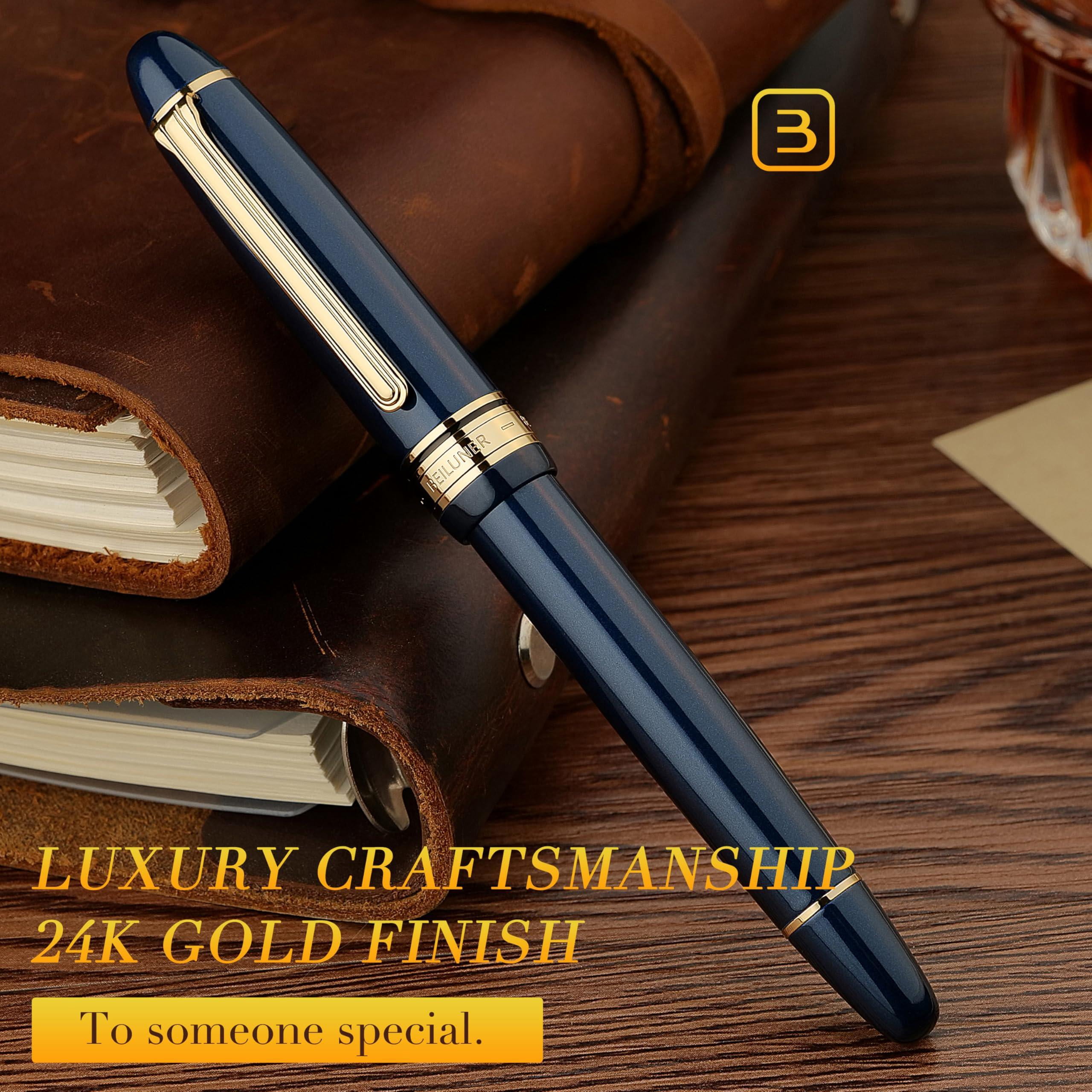 319 Piano Blue Lacquer Rollerball - Stunning Luxury Pen With  Heavy Black Ink Refill Gift Set For Men & Women Professional Executive Office Fancy Classic Pens