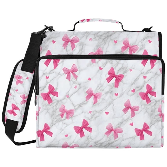 ALAZA Zipper Binder Bow on Marble Pattern 2 inch 3 Ring 500 Sheet Capacity Trapper Keeper File Folder Organizer Bag