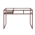 thumbnail image 4 of Tcbosik 48" Home Office Desk with Clear Glass Top and Wooden Shelf, Modern Computer Table Study/Wariting Workstation w/ Metal Frame, Red, 4 of 10