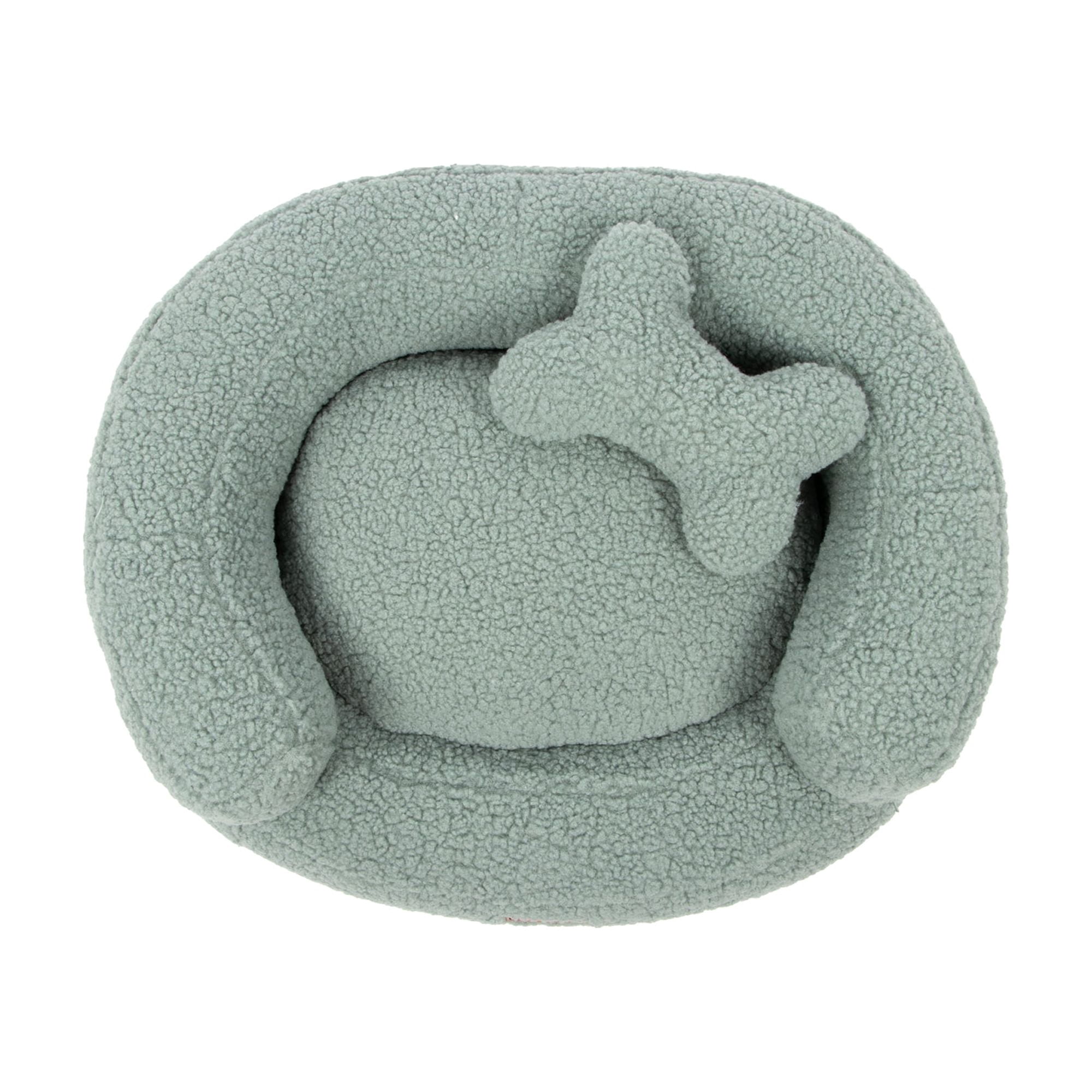 SportPet Round Plush Sherpa Cuddler Pet Bed with Bone Pillow, Blue, One Size
