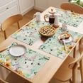 thumbnail image 5 of Easter Placemats Set of 4 Spring Watercolor Bunny Eggs Tulip Wooden Grain Teal Place Mats Indoor Wipeable Table Mats Washable Dining Table Placemats for Kitchen Holiday Party Home Decor 13x19 Inch, 5 of 9