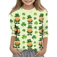 thumbnail image 1 of Tauxra Chandail de la Saint-Patrick pour Adultes, T-Shirt à Manches 3/4 Imprimé Col Rond, T-Shirt Graphique Trèfle Décontracté à Manches Longues pour Activités Festives, 1 of 6