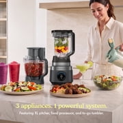 Ninja CrushBOSS 3-in-1 72 Oz Kitchen System, 1850 Peak Watts, SmoothSense, 3 Smart Presets, XL 72-oz Pitcher, BlendBOSS Tumbler, TotalPrepBOSS Food Processor, LB400 Onyx