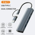 thumbnail image 2 of xianyou-USB C Hub with 3 x USB 3.0, USB C and 1000M Gigabit Ethernet RJ45 Port, 5 in 2 USB Multiport Adapter Compatible with MacBook/Pad Pro/Dell/HP Laptop/Phones, 2 of 4